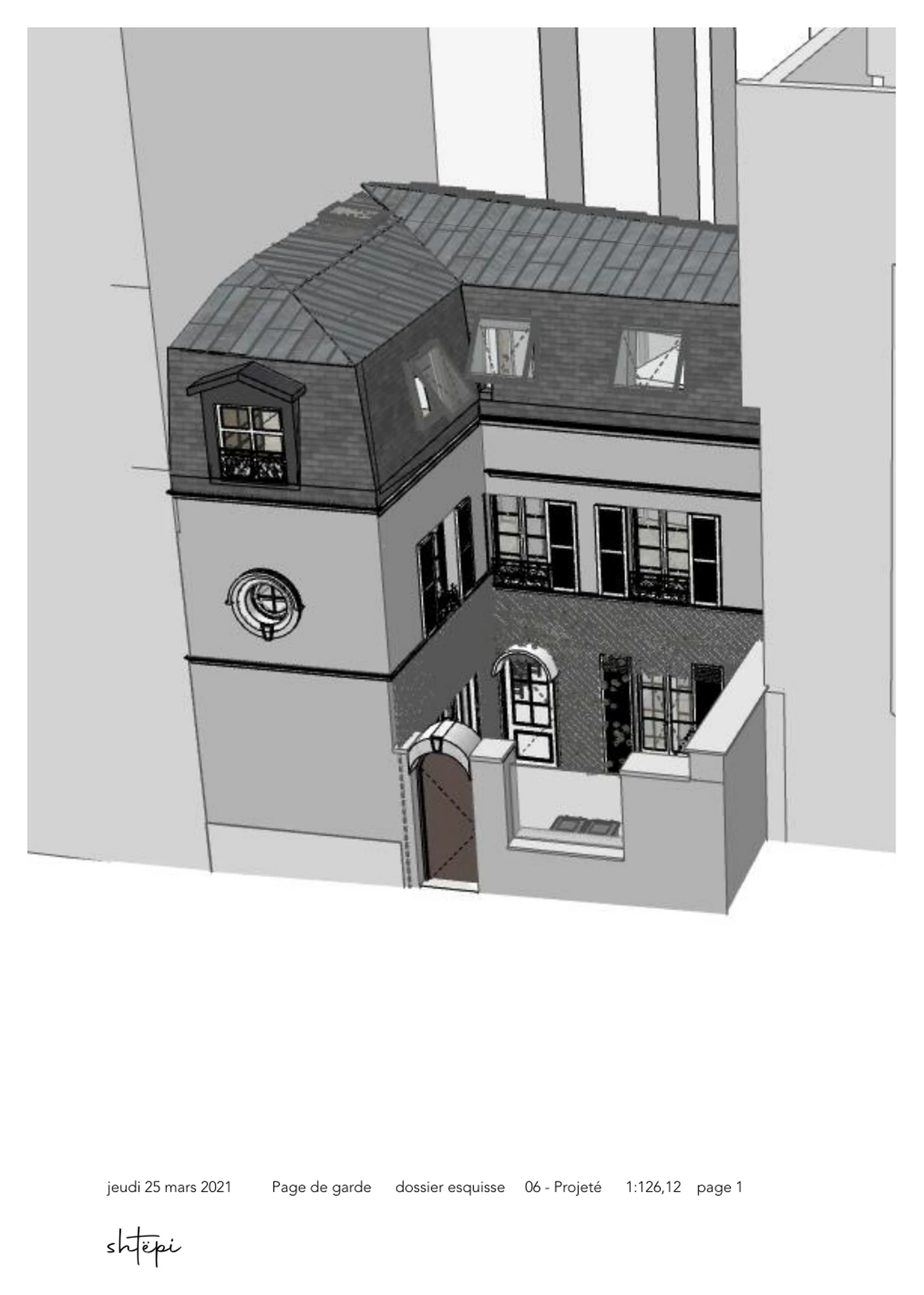 Perspective du projet de surélévation d’une maison à Paris 14e