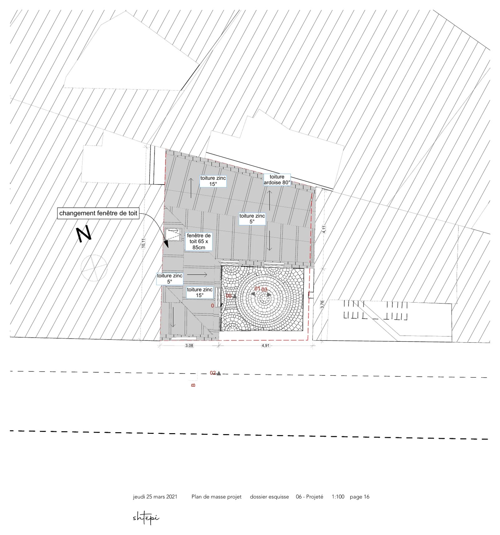 Plan de toiture du projet de maison à Paris