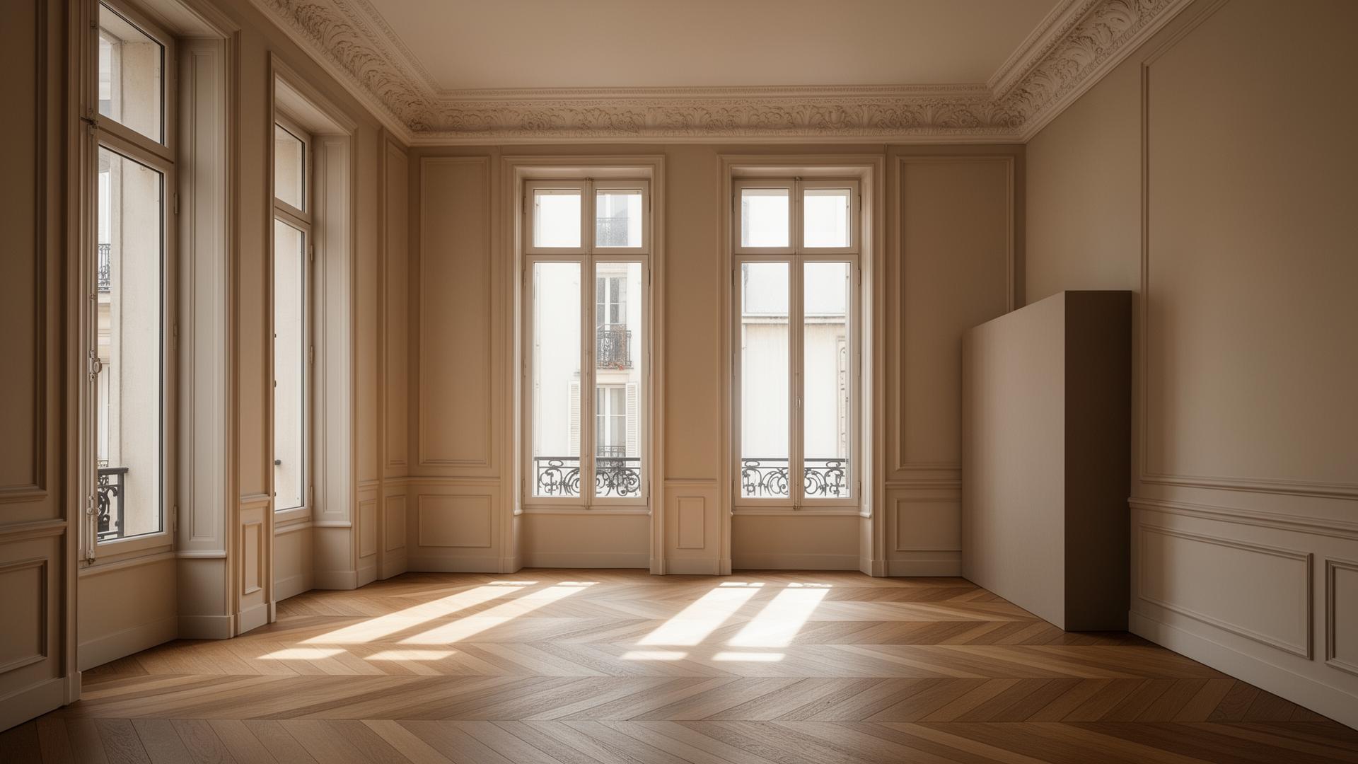 Lumière traversant un intérieur parisien restructuré